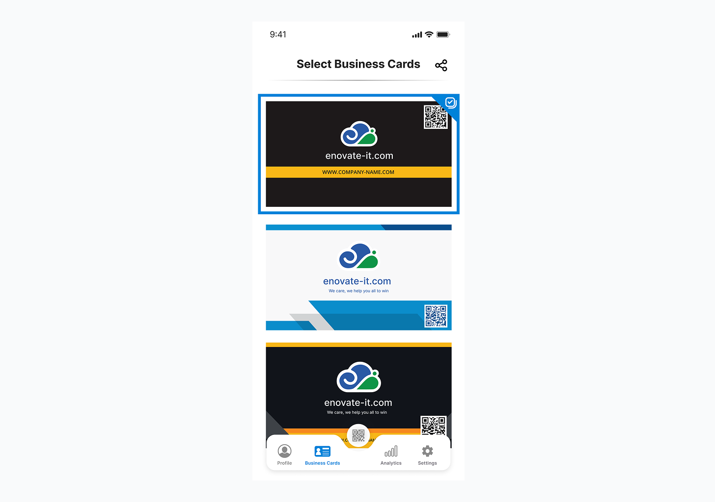 VCards screenshot